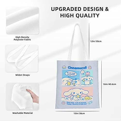 Tawvnuh Anime Tote Bag para mulheres e meninas estética fofa bolsa de cosmética de lona reutilizável bolsa