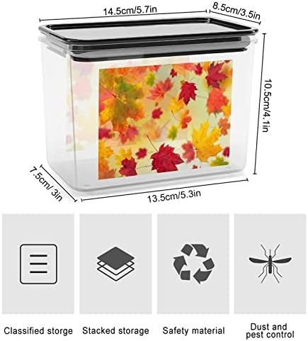 Autumn Maple folhas recipientes de armazenamento Caixa de plástico transparente com tampas de lixeiras reutilizáveis