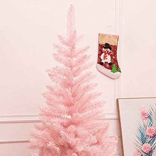 Zpee rosa árvore nua árvore de natal, material de pinheiro artificial de PVC articulado com barro de metal