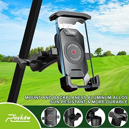 Roykaw Golf Cart Phone Mount Holder para Ezgo/Club Car/Yamaha, Liberação rápida e trava de um toque/Pick