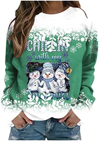 JjHhaevdy Mulheres fofas Funny Snowman Swewelts Feliz Christmas Graphic Tops soltos Camisetas