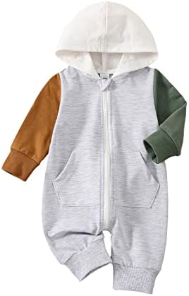 Xiaodriceee recém -nascido bebê menino de outono roupas de manga comprida Zipper Rodper Kids Kids Unisex Color Block Bodysuit Clothing Roup