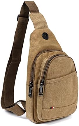 Westend Crossbody Canvas Sling Backpack com cinta ajustável, bronzeado