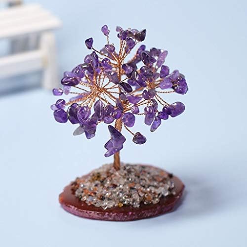 Árvore de vida de cristal de cura e cura com ágata BONSAI BONSAI CRISTAL Lucky Tree, decoração de escritório