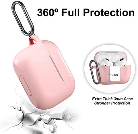 [2 pacote] Snblk projetado para o AirPods Pro Case Cover Silicone Protective Case Skin com chaveiro compatível com Apple AirPods Pro 2019, Pink/Mint Green