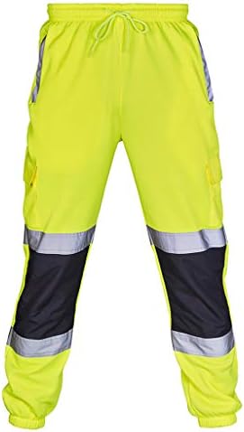 Homens calças refletidas para o trabalho rodoviário de alta visibilidade macacão de bolso casual casual calça de