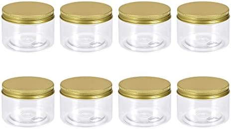 Jarros de plástico transparente de Uxcell com tampa de alumínio em tom dourado, 8pcs 1,7 onças/50ml