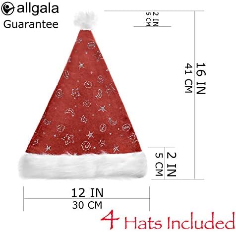 Allgala 4-PK Premium Quality Velvet Comfort Adult Christmas Papai Noel com punho extra de pelúcia