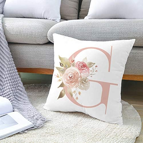 Yeeju alfabeto l tampa decorativa de travesseiro em inglês Capas de travesseiro floral Capas de veludo branco Capas de almofada quadrada de sofá -cama ao ar livre e travesseiros de decoração de casa 18x18 polegadas