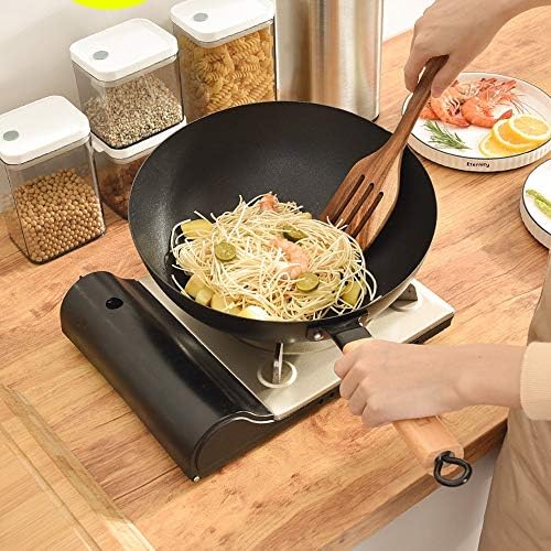 Shypt ferro wok tradicional wok wok não bastão indução e panelas de cozinha a gás