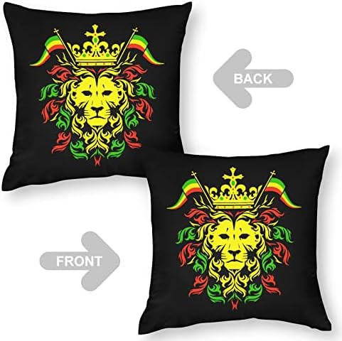 Capas de travesseiro de arremesso de leão Rasta com almofadas de travesseiro quadrado com zíper protetor