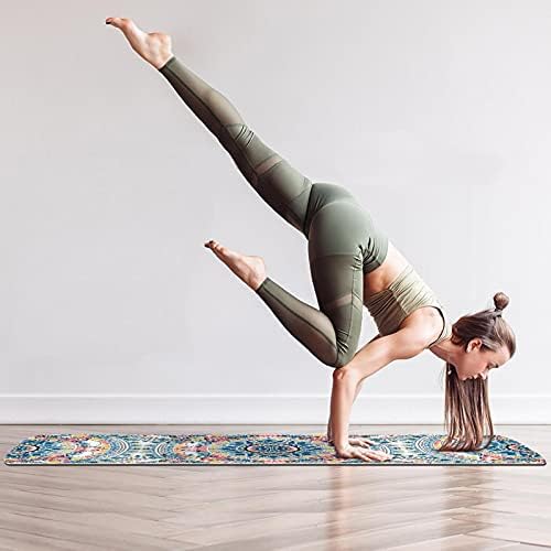 Exercício e fitness de espessura sem escorregamento 1/4 tapete de ioga com boêmia Florals Padrão vintage Impressão para ioga pilates e exercício de fitness de piso
