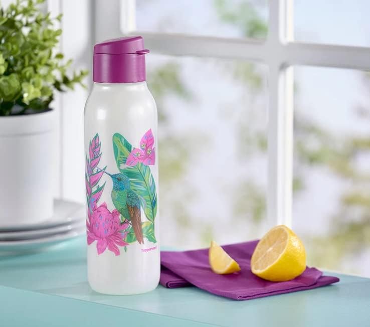 Novo Tupperware Hummingbird Medium Eco Shimmers Water Bottle 25oz / 750ml roxo
