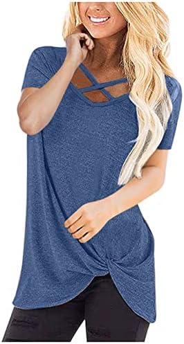 Mulheres Deep V Neck Cotton Algodão solto Fit Relaxed Fit Bandage Basic Top Camisa para Girls Summer Fall SW