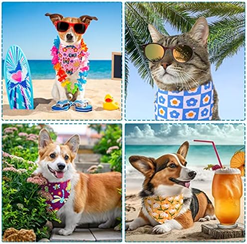 60 PCs verão Spring Flowe Hawaiian Dog Bandanas Bulk Triângulo macio cachorro para cães Fantas figurinistas de coliéster de poliéster