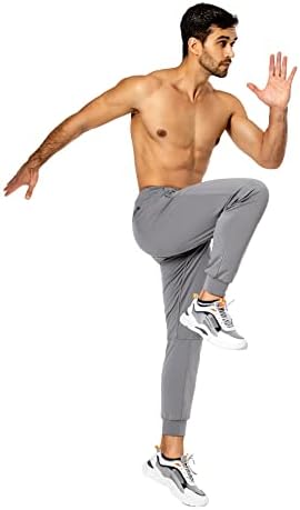 Calça de moletom masculina HUGUT MENINO com bolsos com zíper cônicos calças atléticas de pista para treino de treino de treino