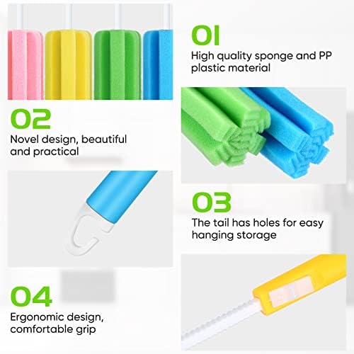 8 PCS Brush de limpeza de esponja com manípulo ajustável Manomotor de garrafas, lavagem de lavagem de louça
