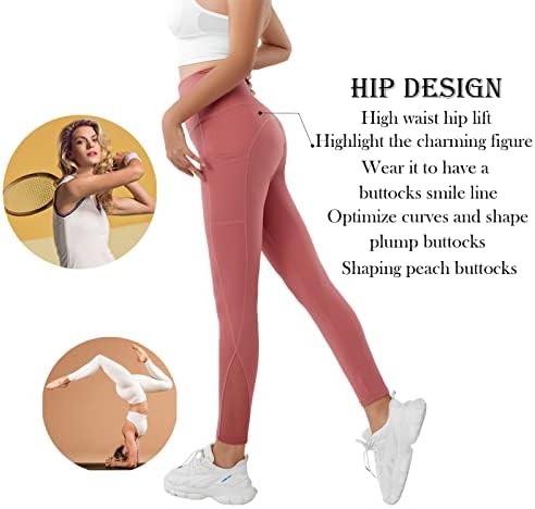 Becloh Womens Workout Leggings 25 / 28 '' - Calças de ioga de ginástica de cintura alta grossa com bolsos amanteigados