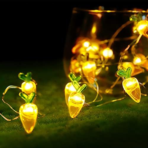 Luzes de decoração Luz 20 transparentes [3 mix de páscoa String 2 Combine os medidores de pilhas de cenoura