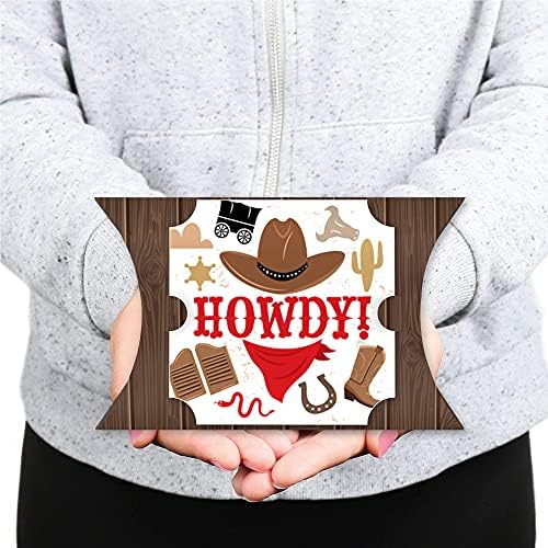Big Dot of Happiness Western Hoedown - Favor Gift Caixas - Wild West Cowboy Party grandes caixas de travesseiros - Conjunto de 12