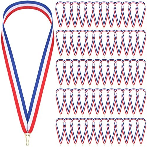 100 peças prêmio fitas de pescoço fitas listradas fitas de medalhas esportivas coloque fita de participação