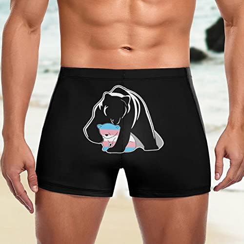Mama Bear transgênero masculino Praça de nadar de nadar esportivo boxer traje de banho de verão praia de roupa