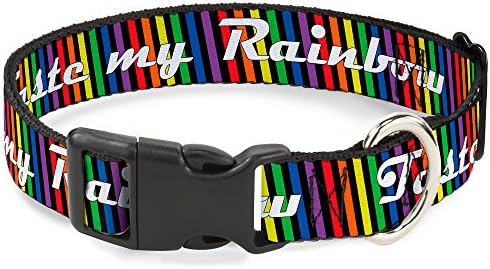 Collar de clipe de plástico - Prove minha cor de arco -íris Black Multi -Color - largo largo 18-32