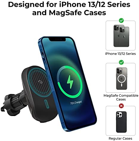 Pitaka Magsafe Caso para iPhone 13 Pro Max 6,7 polegadas e Magsafe Mount Mount Charger Magnetic Wireless Charging Carter de carro com ventilador de refrigeração