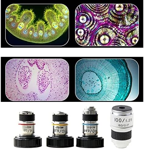Acessórios para microscópio para adultos crianças 4x 10x 40x 100x Microscópio Lente Objetiva Objetiva