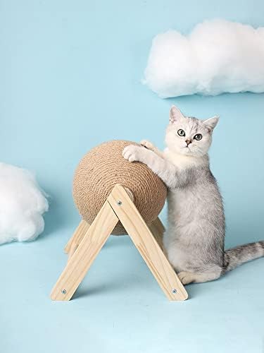 Gretd gato arranhando bola madeira suporte de estimação móveis sisal corda bola de brinquedo de