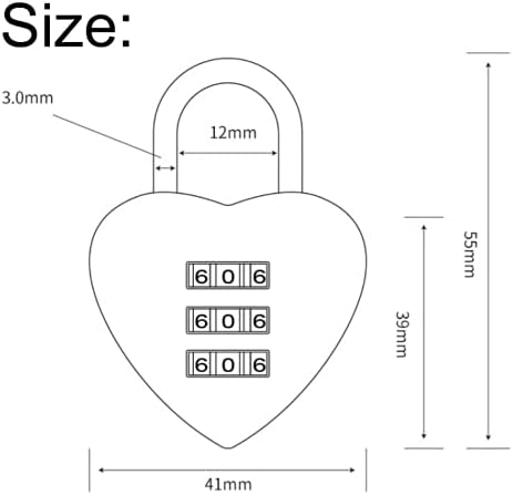Zhome adorável mini -senha código de bloqueio sem key - portátil Love Shape Combination Cadlock de 3 dígitos