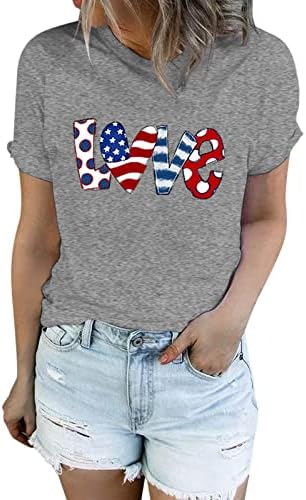 Camisetas mulheres grandes camisa casual de moda curta t American Impressa Day Mulheres Independência Top Mulheres