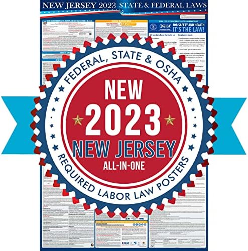 2023 New Jersey State e Federal Labor Leis Poster - OSHA Comprometida no local de trabalho 24 x 36 - tudo em uma postagem necessária - laminado