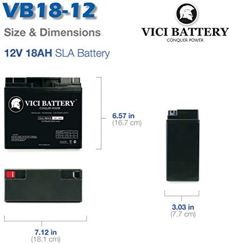 Vici Battery VB18-12-12V 18AH Substituição para Duracell Dura12-18NB Bateria
