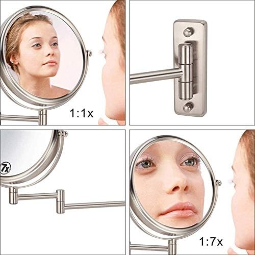 Espelho de vaidade espelho 7x/ 1x maquiagem de ampliação com led parede de parede de luz LED de 6 polegadas