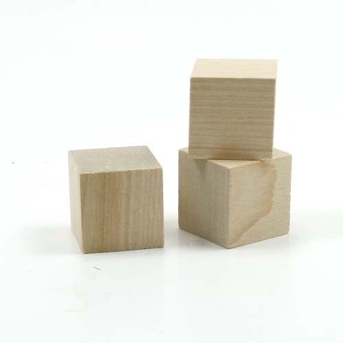 MyLittlewoodshop - PKG de 3 - bloco quadrado - 1-1/2 por 1-1/2 por 1-1/2 polegadas de madeira inacabada