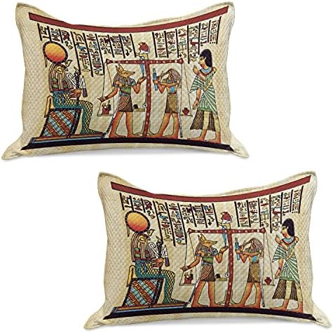 Conjunto lunarável egípcio de capa de travesseira acolchoada de 2, manuscrito de papiro e ilustração histórica