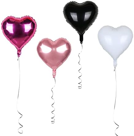 Guzon 18 ”20pcs Pink quente Pink Balões de coração preto corons FOILA BALLOONS CORAÇÃO BALLOONS DE HELIO