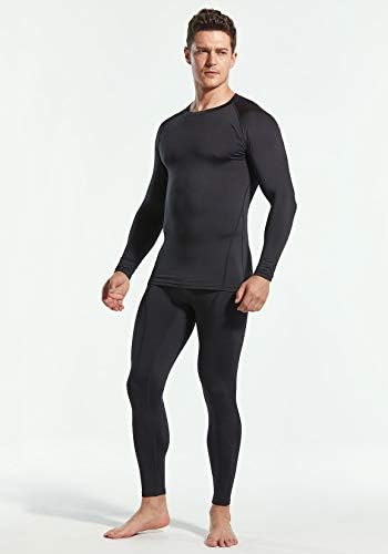 Athlio 1 ou 3 embalam camisas de compressão de manga longa masculina, camada de base de engrenagem de inverno, camiseta de corrida atlética