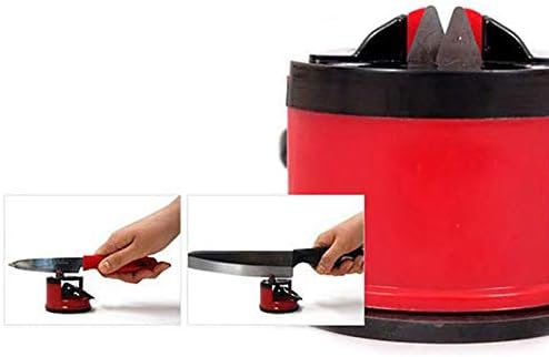 Facas de faca XXWDDP Facas de cozinha afiadores com copos de sucção, ferramenta de afiação de aço inoxidável para cozinha em casa vermelha