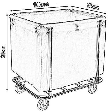 Omoons movable bondes de lavanderia cesto de aço inoxidável organizador de lavanderia para armazenamento de roupas Corrente de cesto de roupa pesado com rolings e carrinho de lavanderia de bolsa
