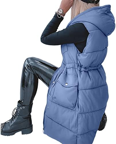 Tampas de tamanho grande para mulheres de inverno Puffer quentes de coletes sem mangas com bolsos casacos