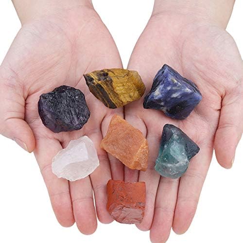 Sunyik 7 Chakra Stones, pedra crua natural para cair, cáxi, kits de cura de cristal