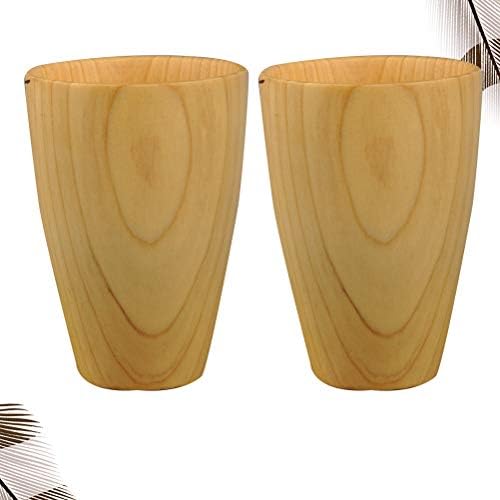 Cabilock 2pcs caneca de dente artesanal portátil copo de madeira natural xícaras de madeira de madeira