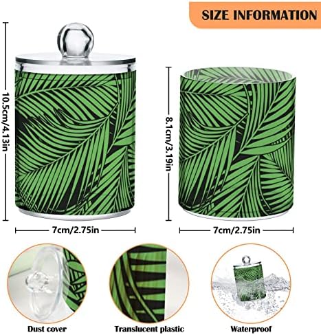 Palma de palmeira de pacote 2 Pacote Distanteador de bola de cotonete de algodão Recipientes de banheiros plástico com tampas de cotonete de cotonete