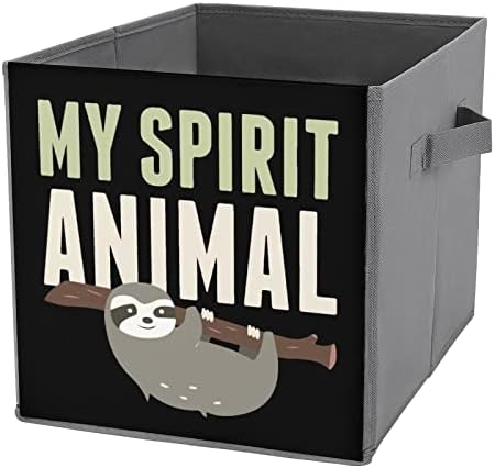 My Spirit Animal Sleth PU PU Couather Bins de armazenamento colapsável Cesta de organizadores de cubos