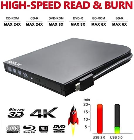 Ultra Slim USB-C Externo 4K UHD 3D Blu-ray Player, camada dupla 6x BD-R DL M-DISC DVD+-R Burner para Lenovo Yoga