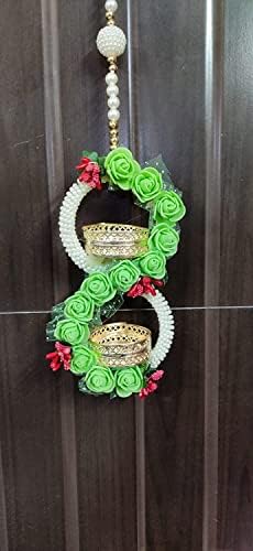 Nutts feitos à mão rosa verde e luz do chá Toran Decoration Item para decoração em casa, decoração de