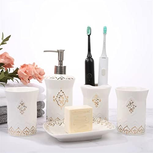 Banheiro de cerâmica de estilo europeu Sxymkj de cinco peças de enxaguatório de dentes de dentes de