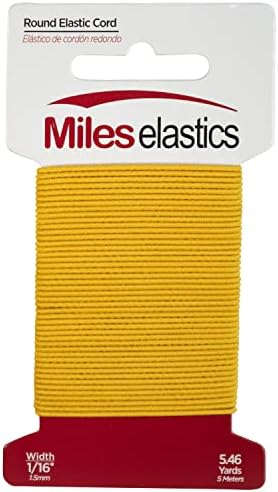 Miles Elastic Round Elasty Cord, elástico trançado, elástico forte, costura elástica 1/8 por 5,46 jardas | Elastic forte/máquina lavável e seca | Oeko-tex Certificado | Branco